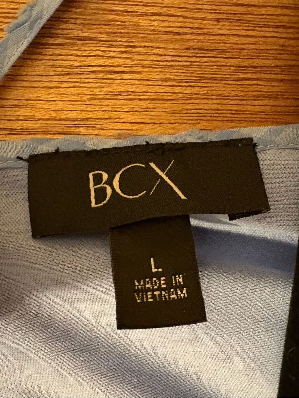 BCX Pale Cornflower Blue Peasant Blouse with Crochet Sleeve Panels - Picture 4 of 7